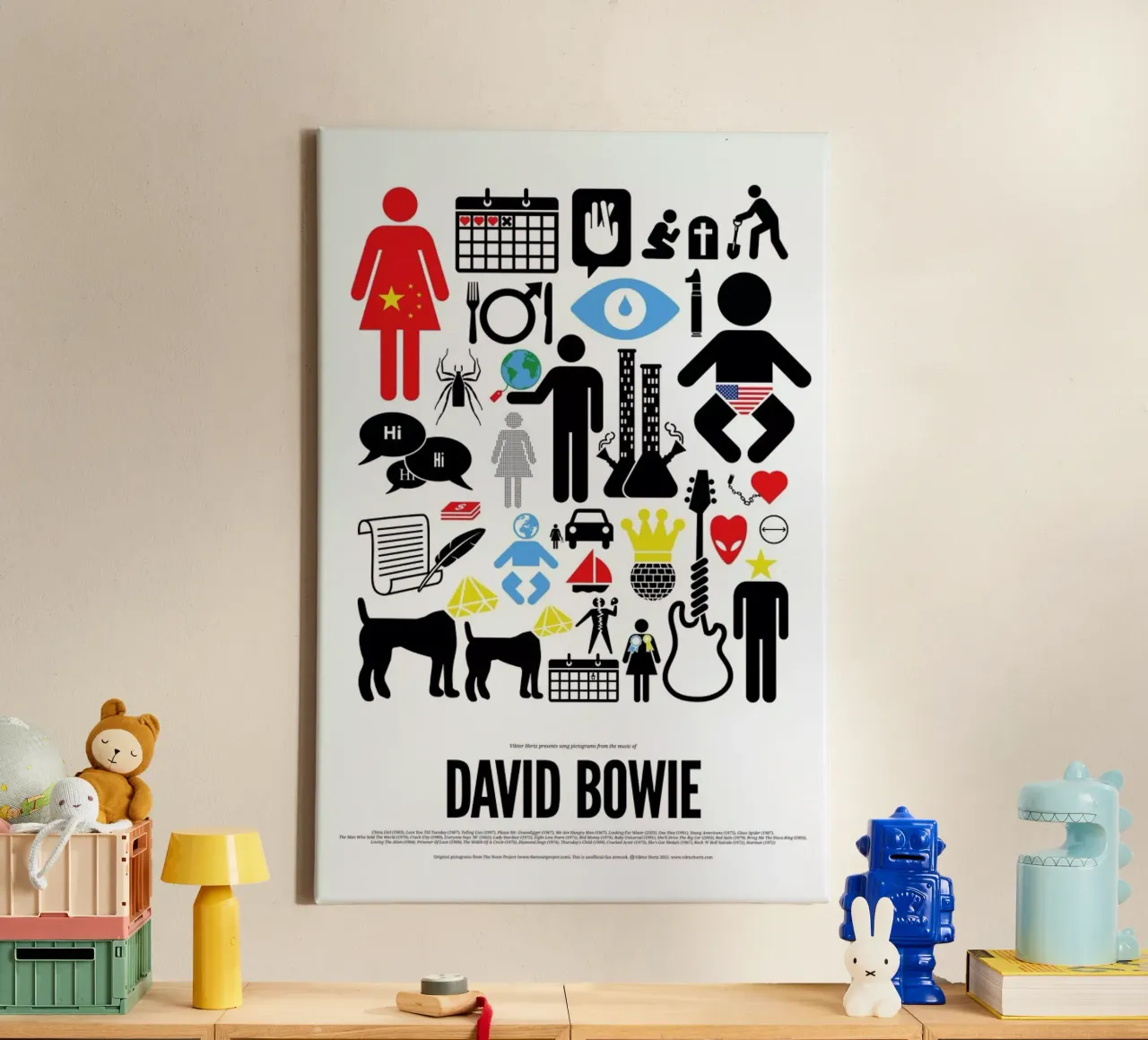 David Bowie canvas met Baklijst van Viktor Hertz