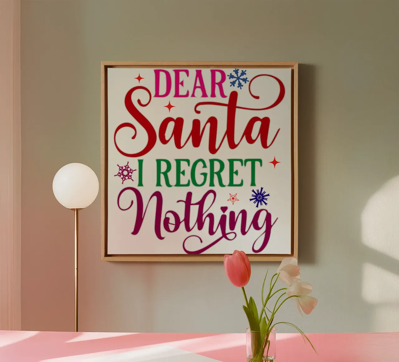 Caro Babbo Natale, non mi pento di nulla tela con Cornice a cassetta da onefeelshop