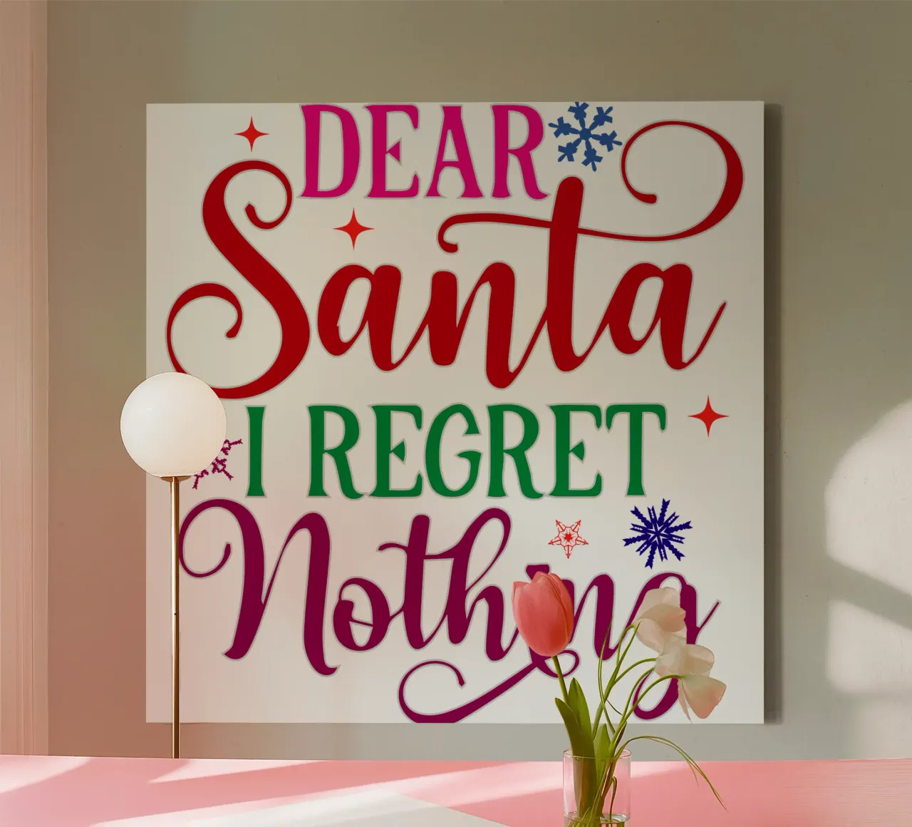 Caro Babbo Natale, non mi pento di nulla tela con Cornice a cassetta da onefeelshop