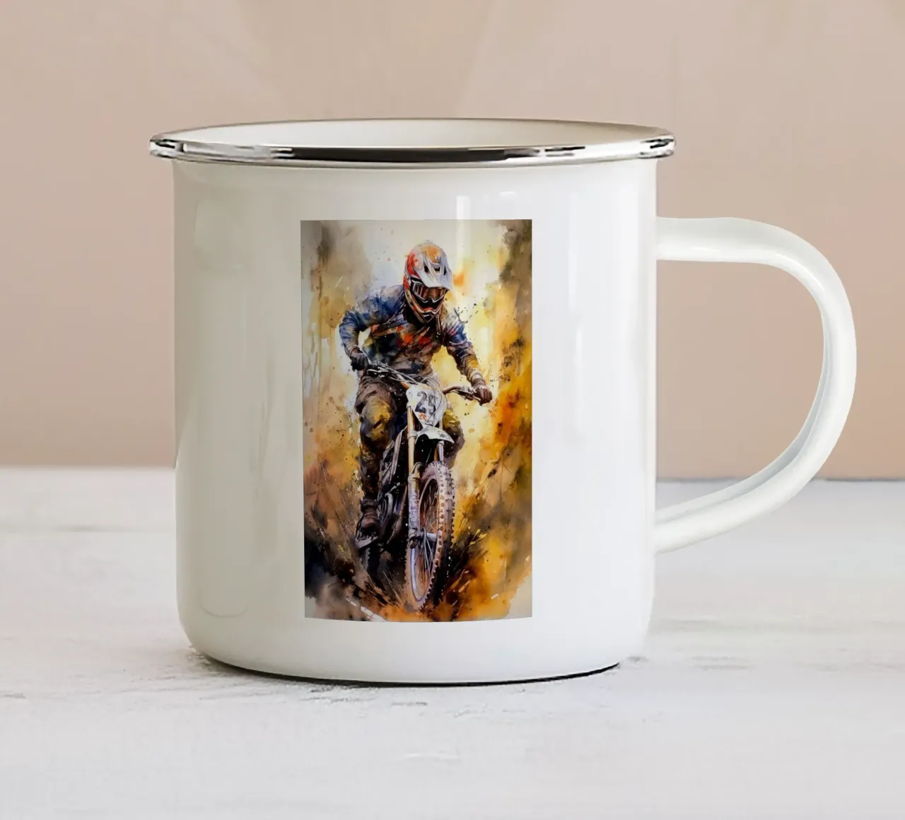 Arte sportiva motociclistica tazza in smalto da Justyna Jaszke JBJart