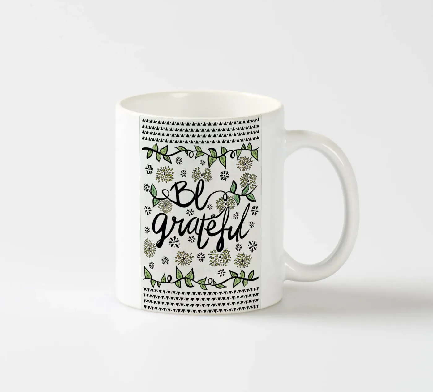 Be Grateful ceramic mug by Pom Graphic Design