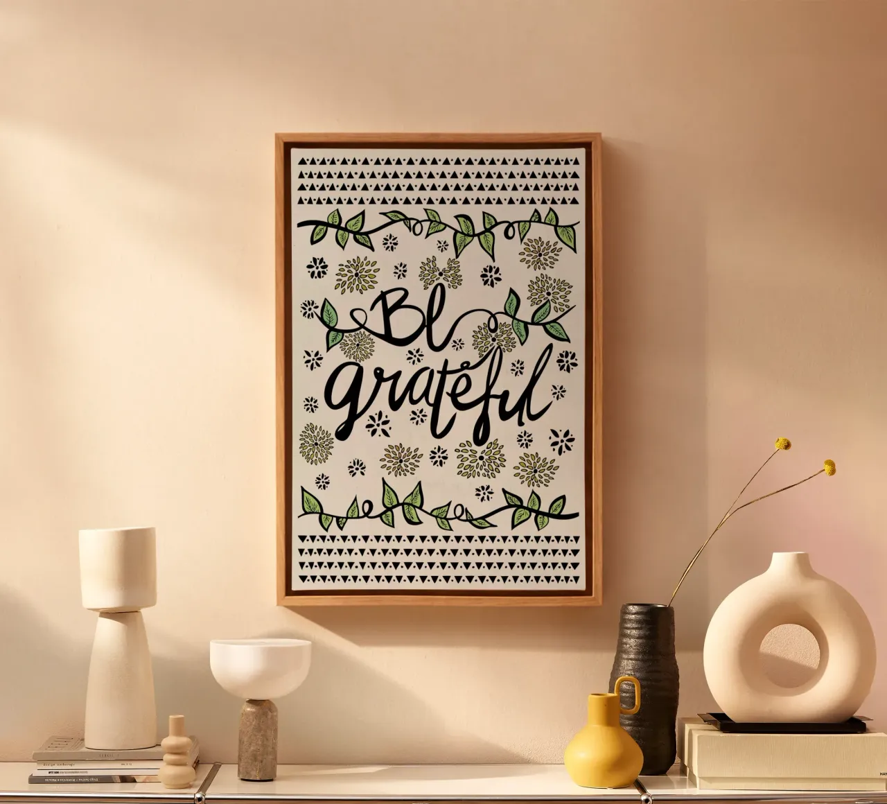 Be Grateful tela con Cornice a cassetta da Pom Graphic Design