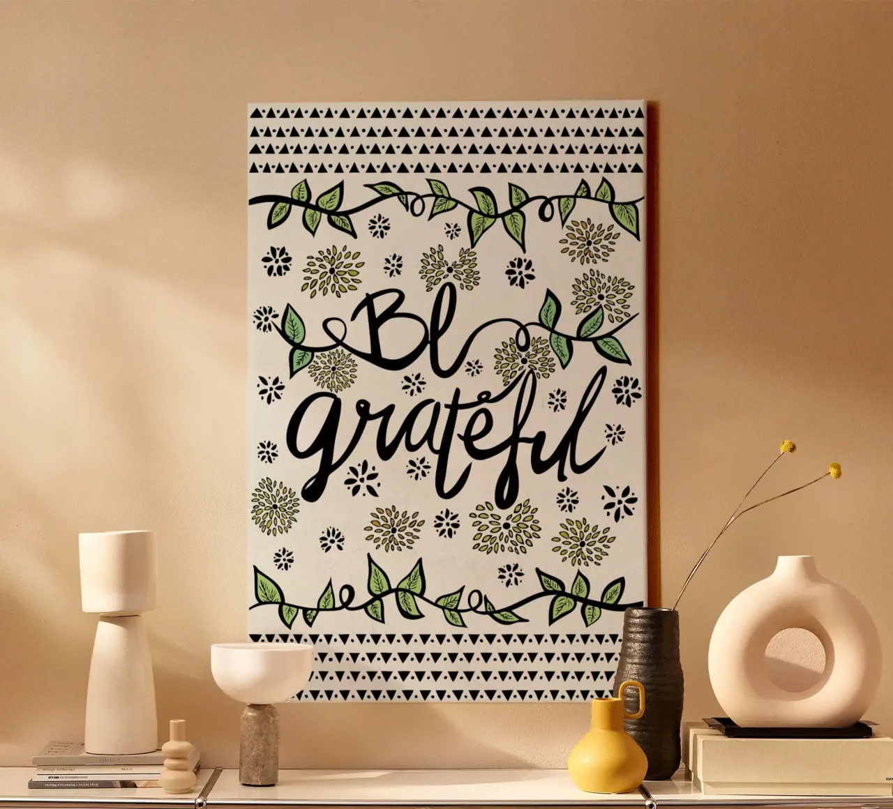 Be Grateful tela con Cornice a cassetta da Pom Graphic Design