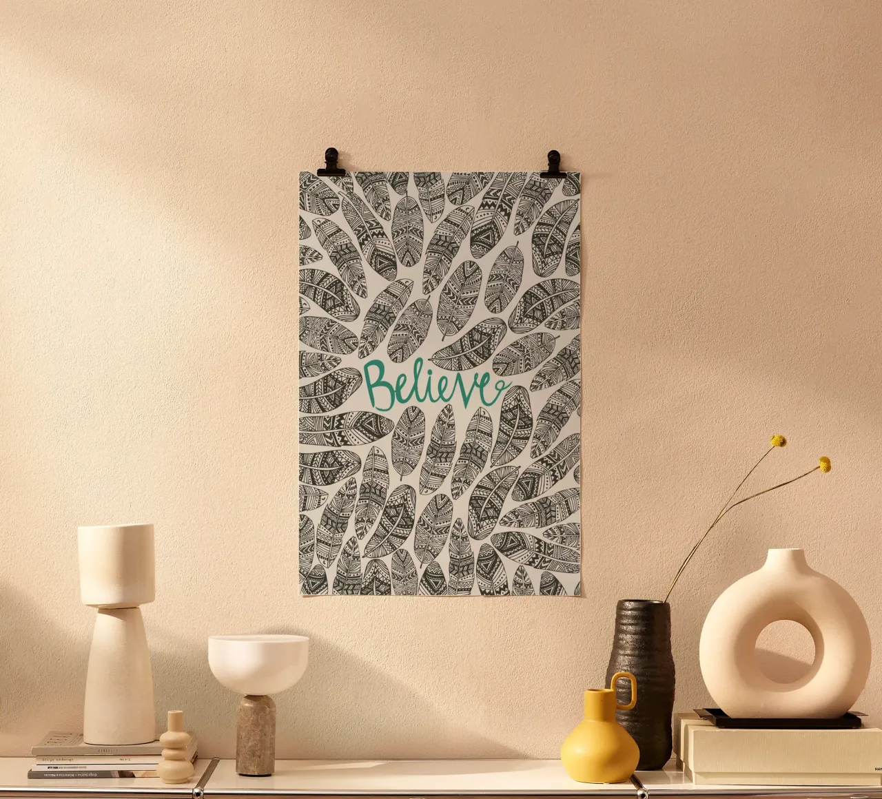 Believe poster with wooden frame by Pom Graphic Design