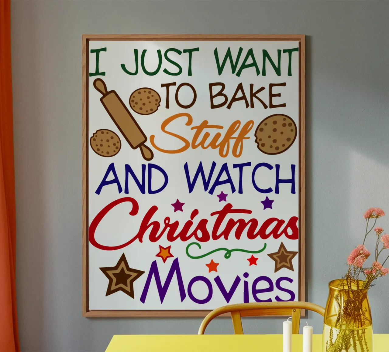 i just want to bake stuff and watch christmas movies funny alu-dibond by onefeelshop