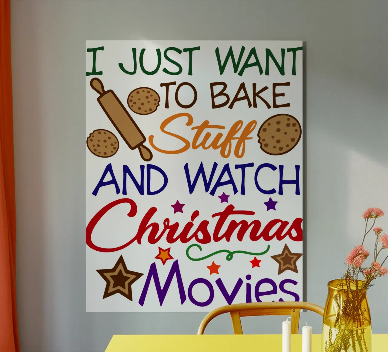 i just want to bake stuff and watch christmas movies funny alu-dibond by onefeelshop