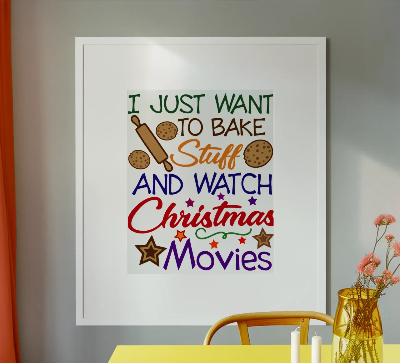 Voglio solo cucinare e guardare i film di Natale. poster con telaio in alluminio da onefeelshop