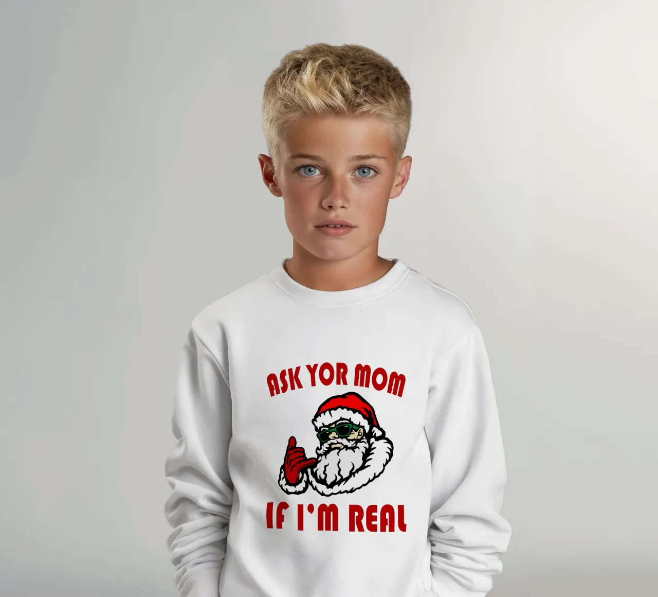 Santa Claus pregunta a tu madre si soy real diseño divertido sudadera para niño de onefeelshop