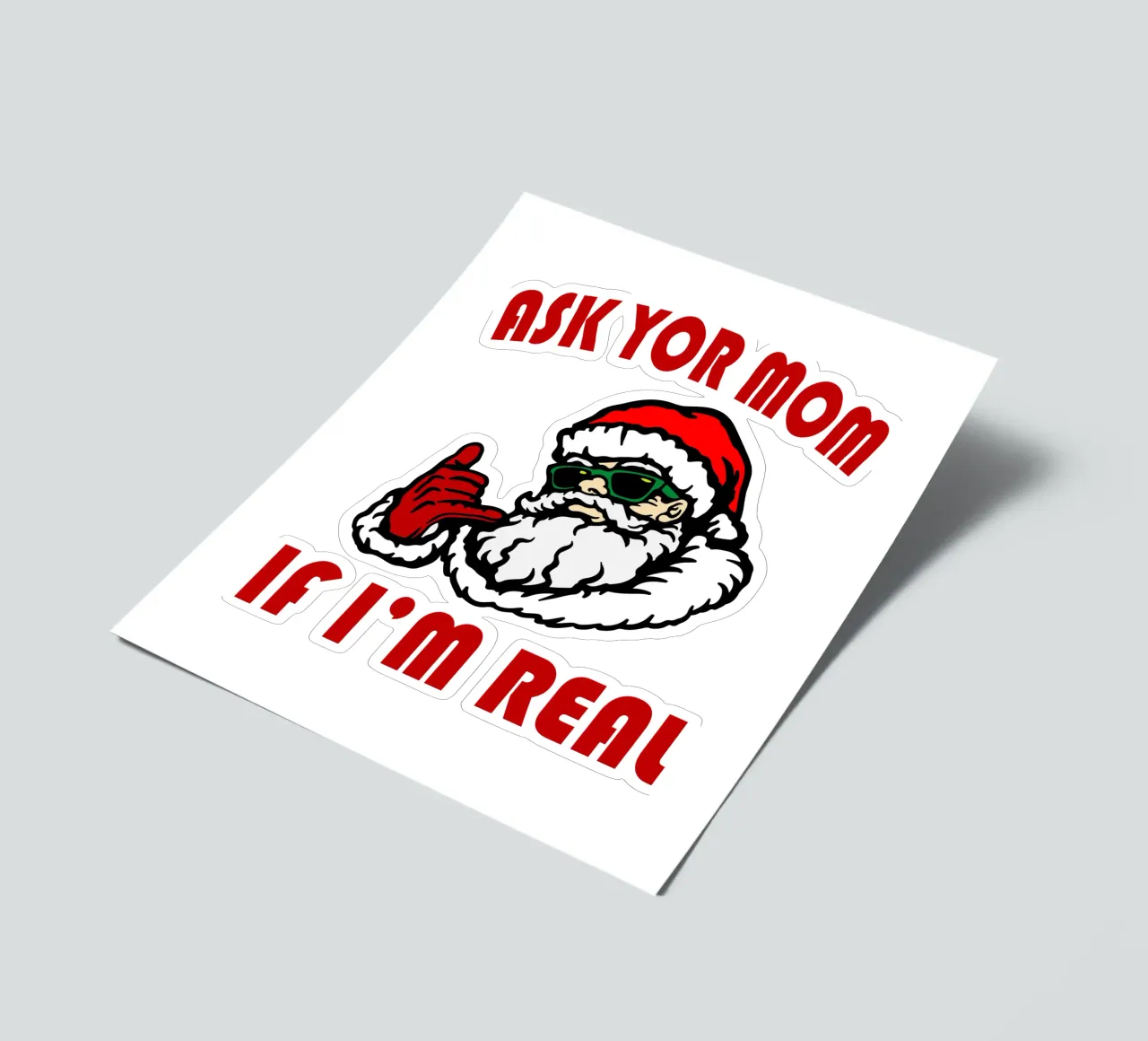 Weihnachtsmann fragt deine Mutter, ob ich echt bin lustiges Design Stickerbogen von onefeelshop
