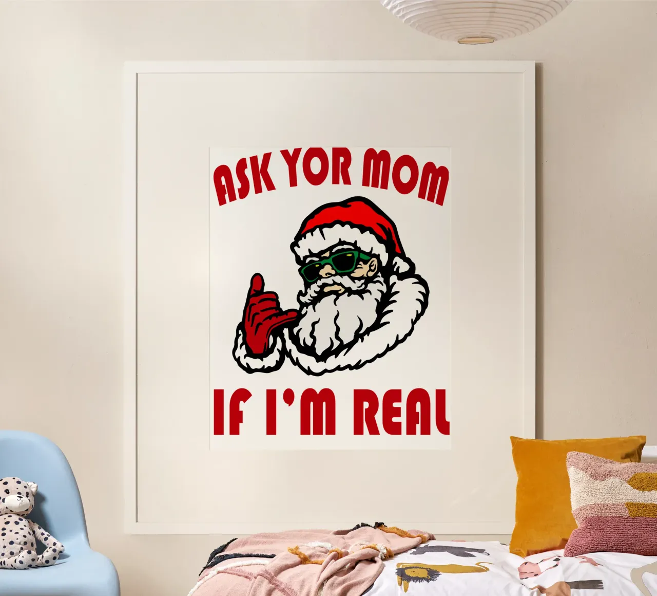 Weihnachtsmann fragt deine Mutter, ob ich echt bin lustiges Design Hahnemühle von onefeelshop