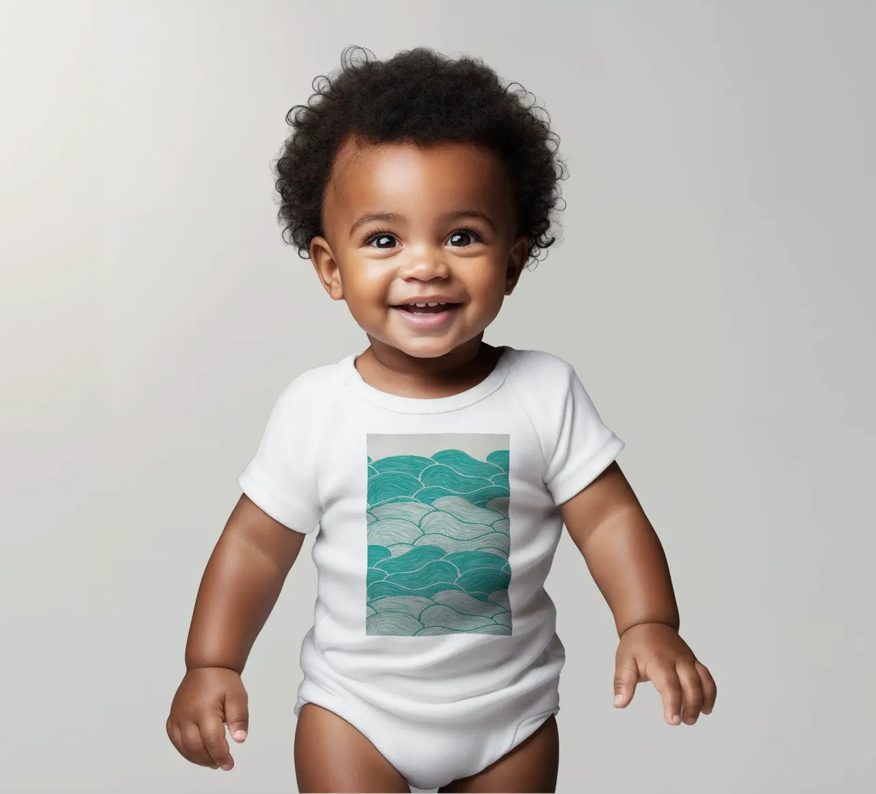 The Calm And Stormy Seas body neonato maniche corte da Pom Graphic Design