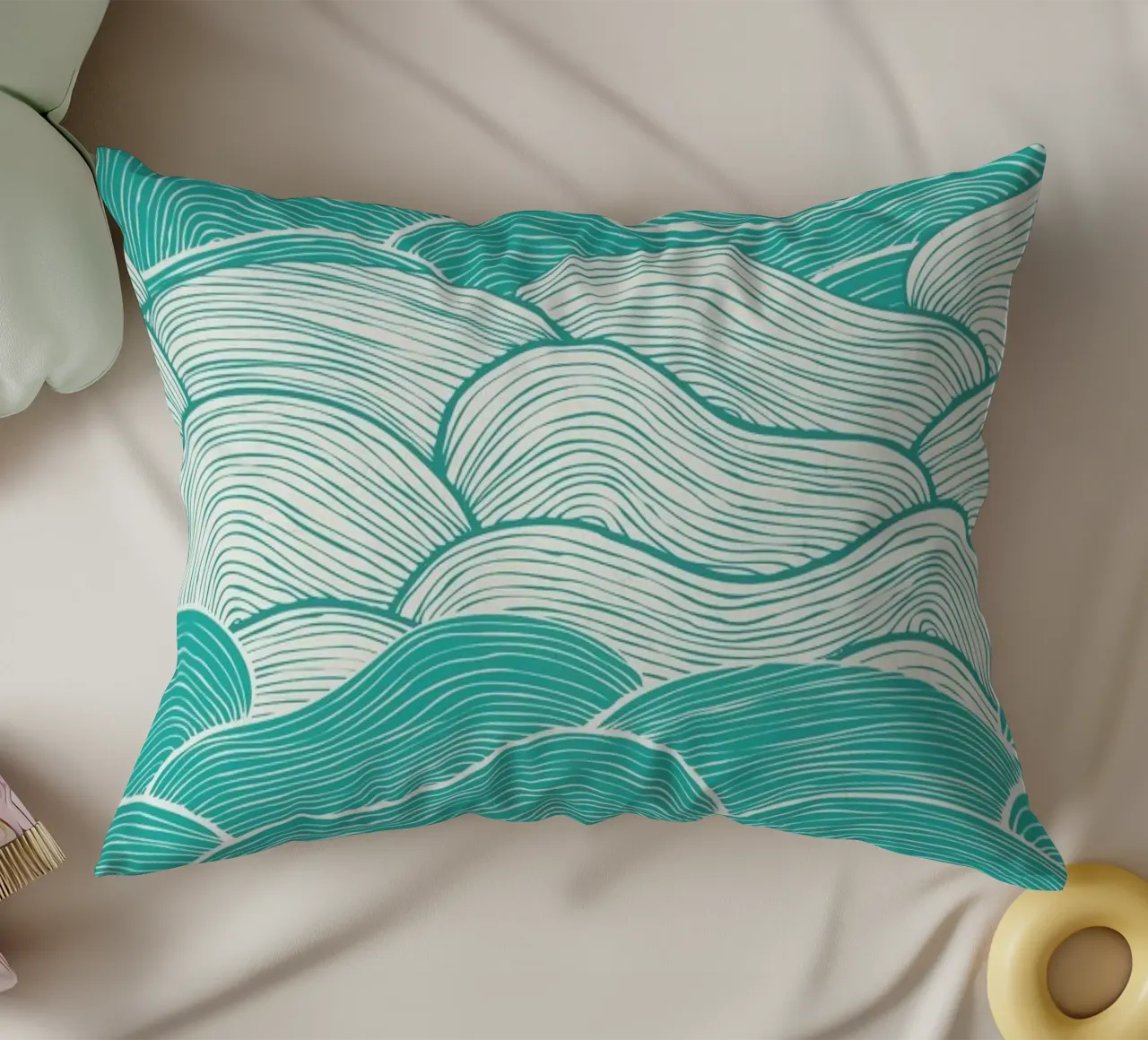 The Calm And Stormy Seas cuscino da Pom Graphic Design