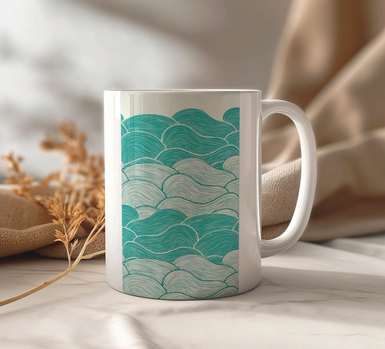 The Calm And Stormy Seas tazza in ceramica da Pom Graphic Design
