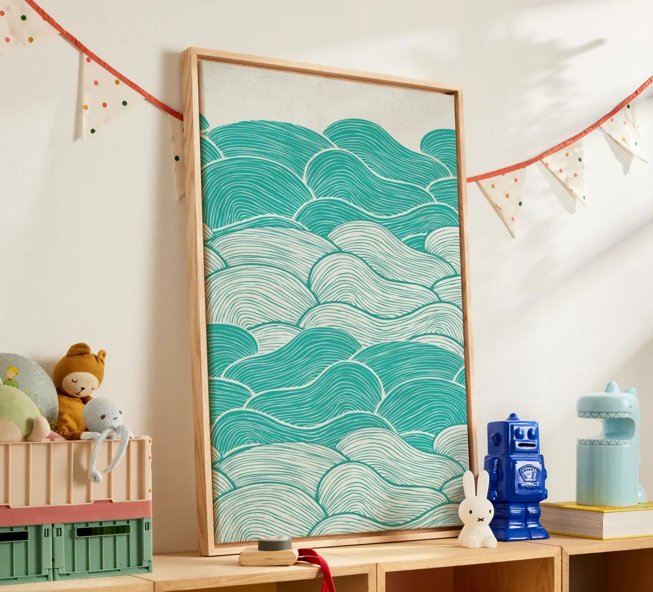 The Calm And Stormy Seas tela con Cornice a cassetta da Pom Graphic Design