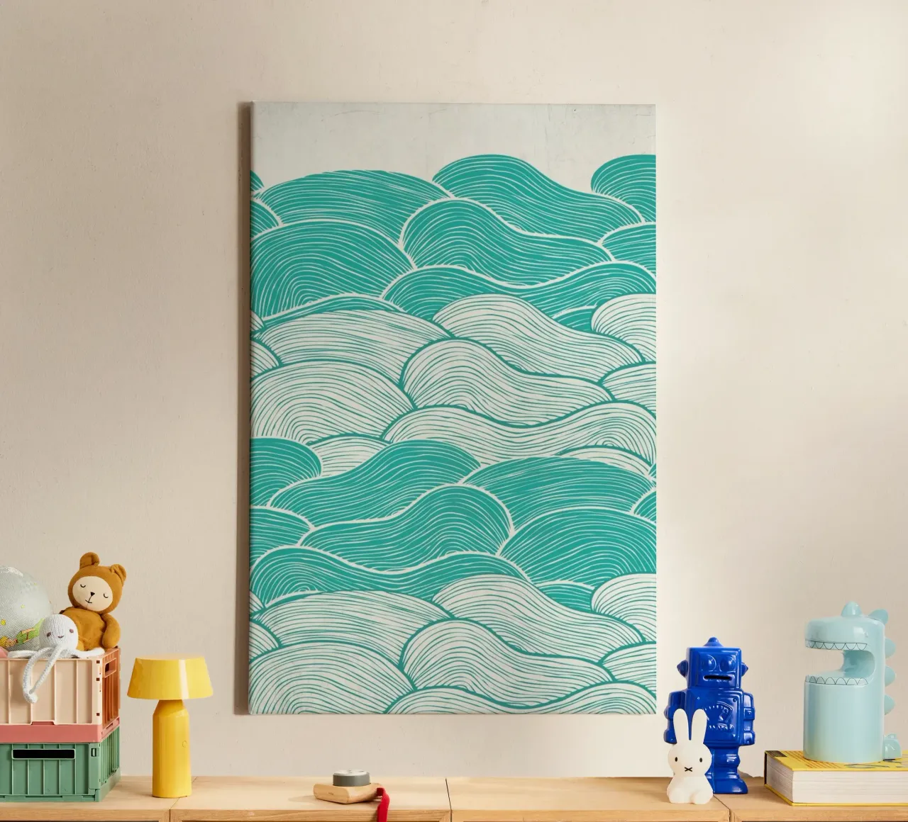 The Calm And Stormy Seas tela con Cornice a cassetta da Pom Graphic Design