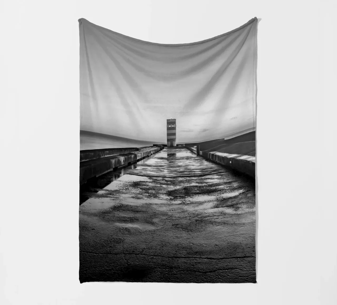 Footbridge to the lighthouse fleece blanket by Carinaprint