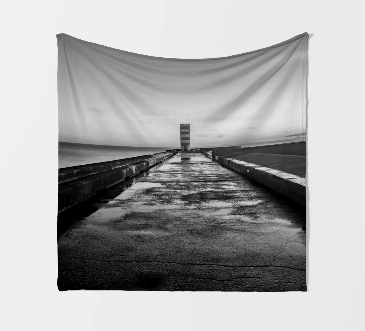 Footbridge to the lighthouse fleece blanket by Carinaprint