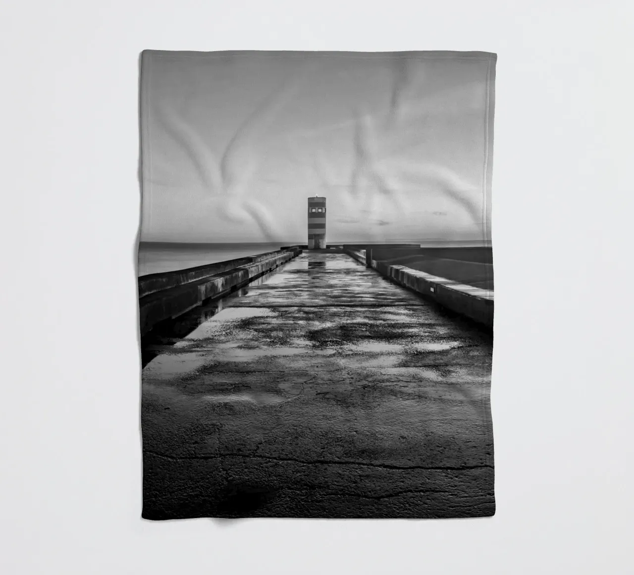 Footbridge to the lighthouse fleece blanket by Carinaprint