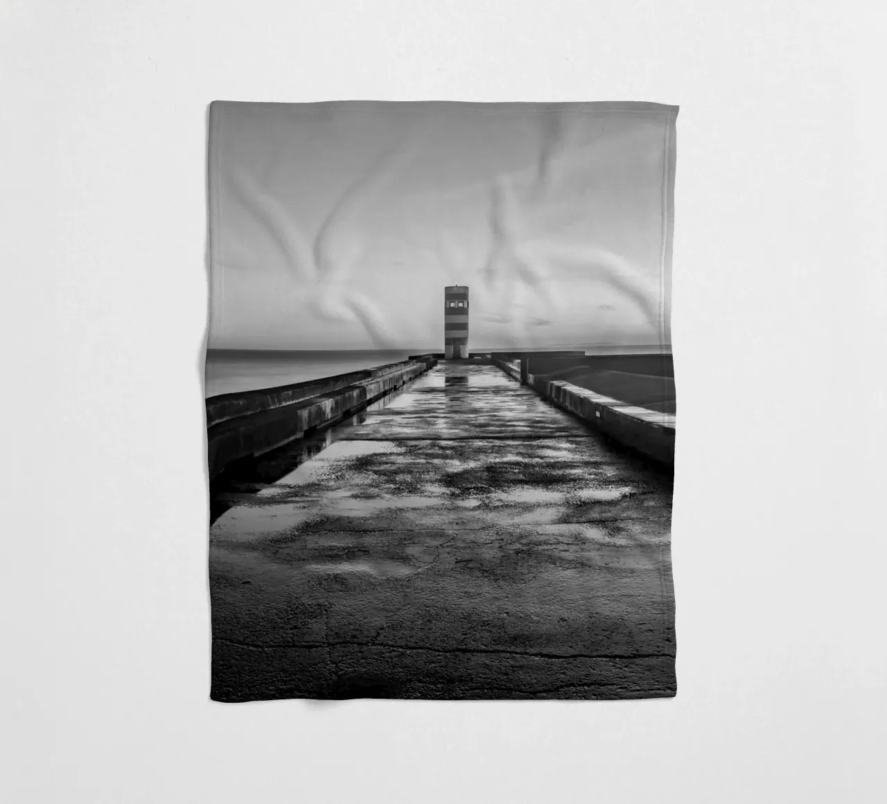 Footbridge to the lighthouse fleece blanket by Carinaprint