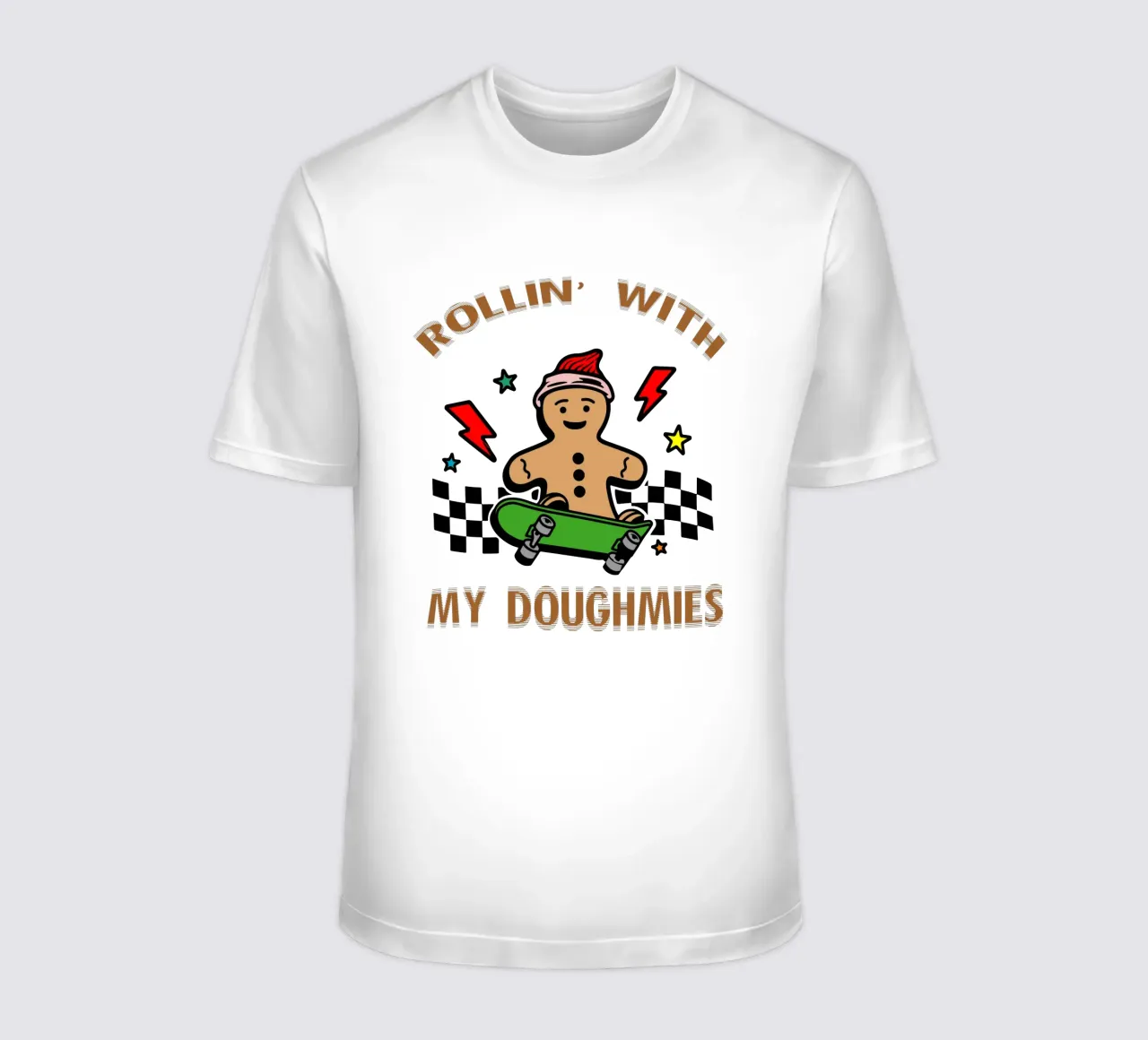 pan di zenzero rollin my doughmies regalo di Natale art design t-shirt da onefeelshop