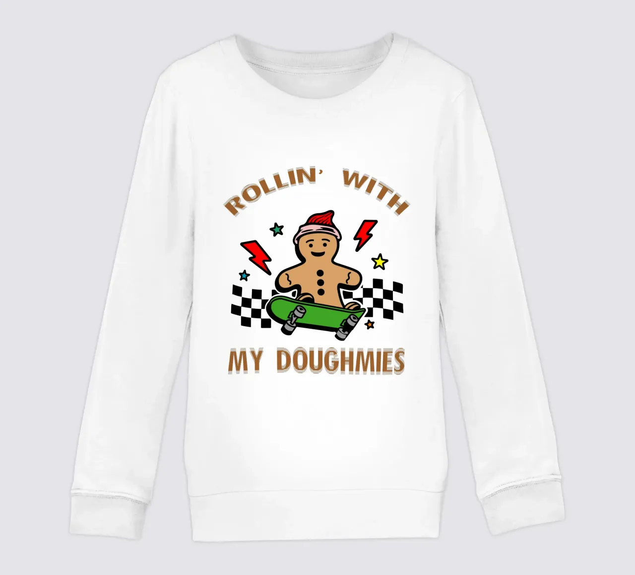 pan di zenzero rollin my doughmies regalo di Natale art design felpa bambino da onefeelshop