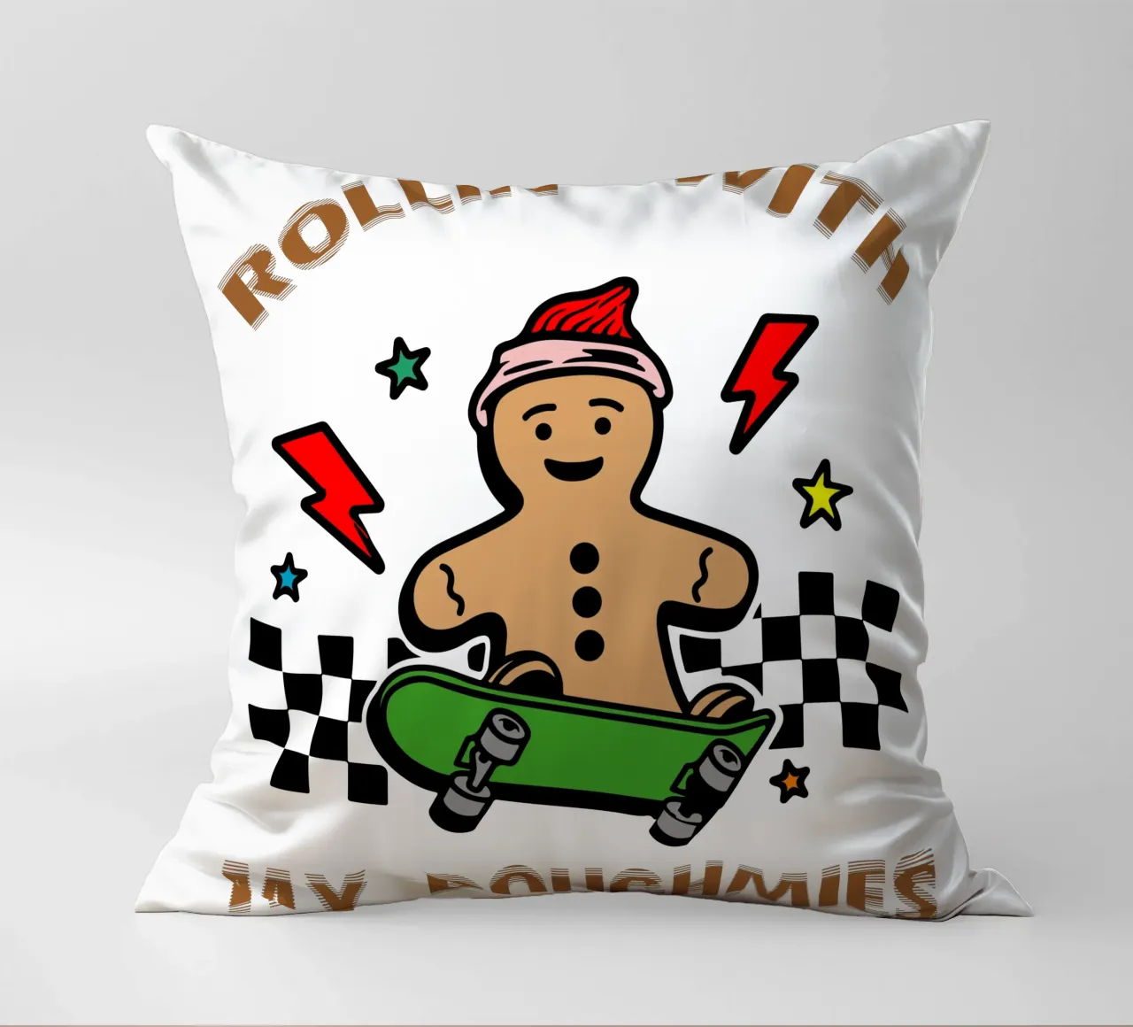 pan di zenzero rollin my doughmies regalo di Natale art design cuscino da onefeelshop