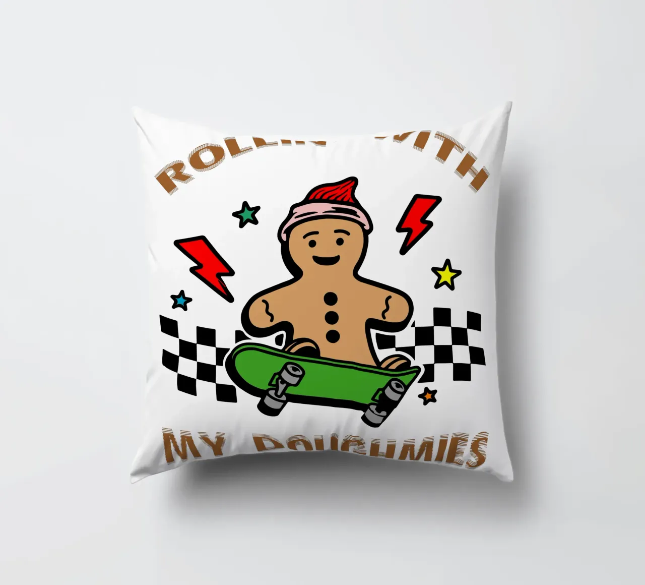 pan di zenzero rollin my doughmies regalo di Natale art design cuscino da onefeelshop
