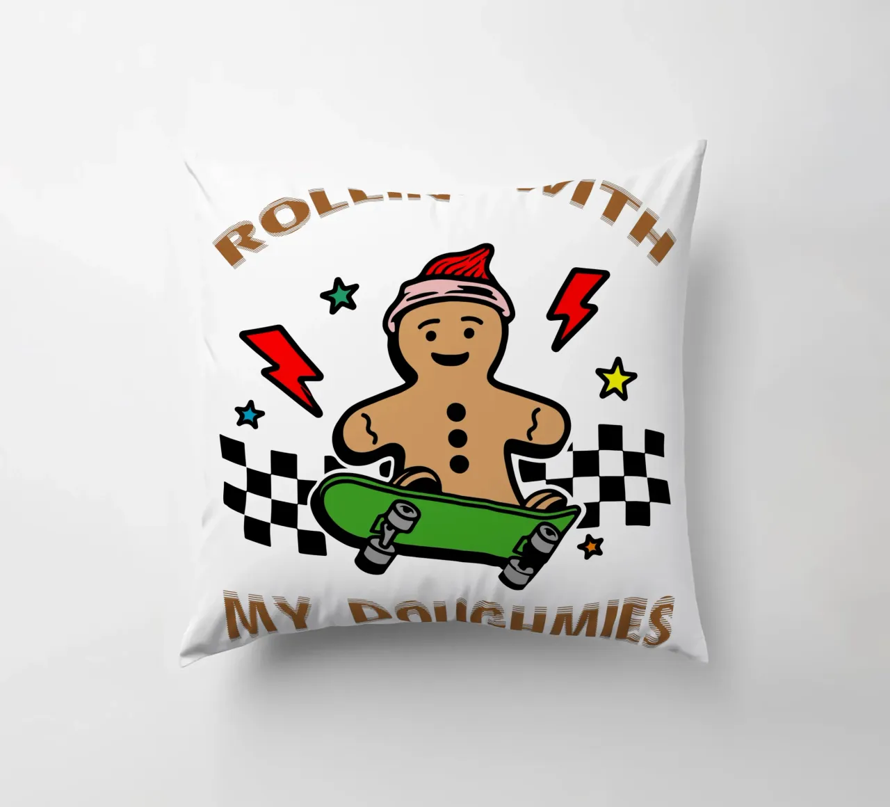 pan di zenzero rollin my doughmies regalo di Natale art design cuscino da onefeelshop