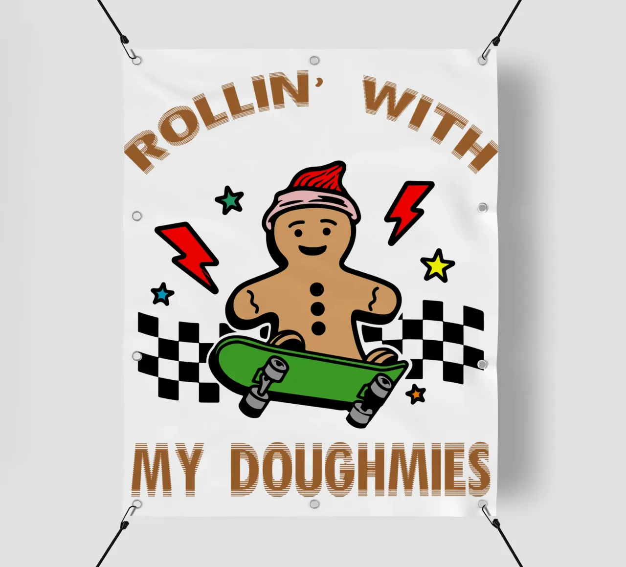 pan di zenzero rollin my doughmies regalo di Natale art design telo in pvc da onefeelshop