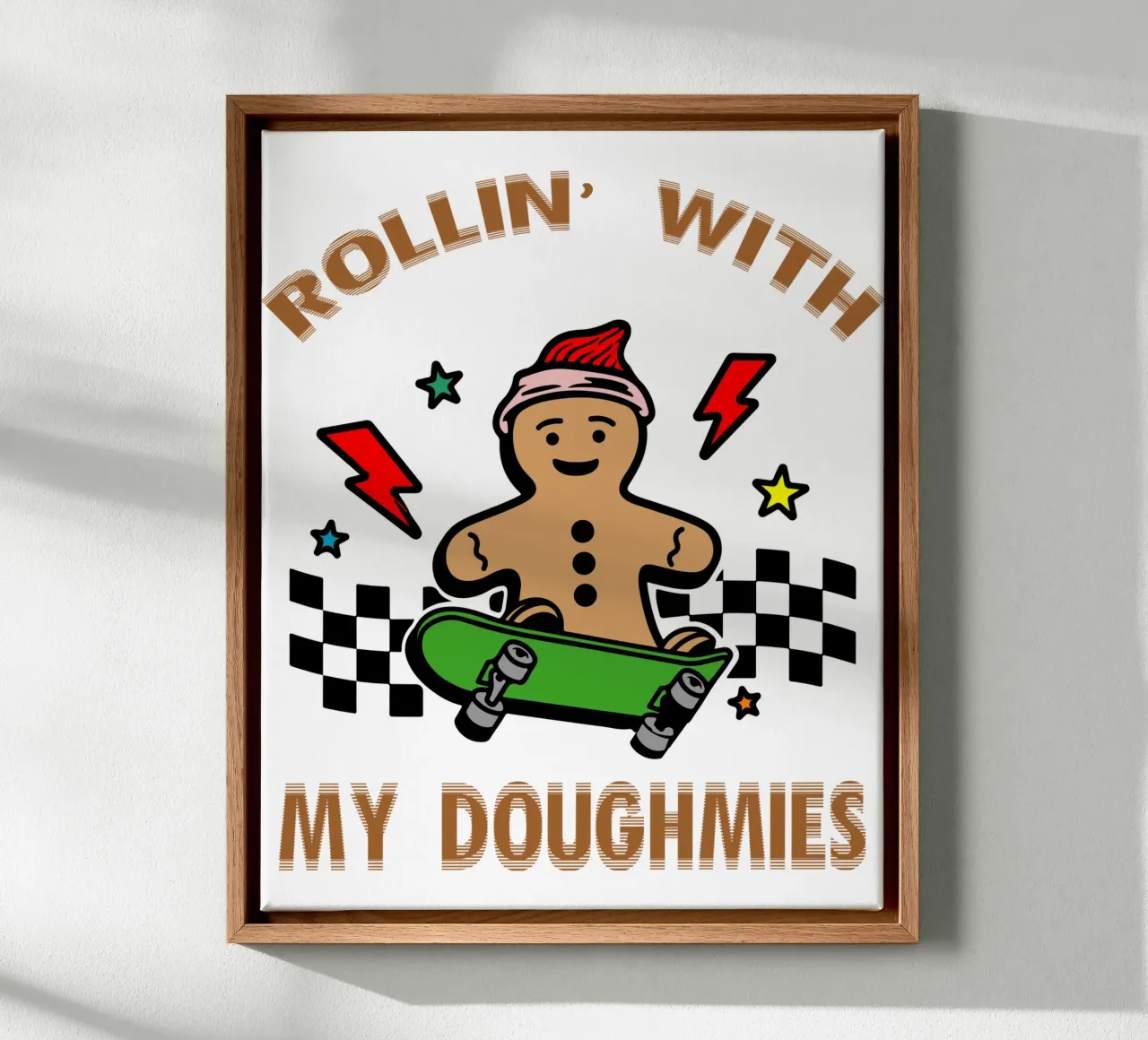 peperkoek rollin my doughmies kerstcadeau kunst ontwerp canvas van onefeelshop