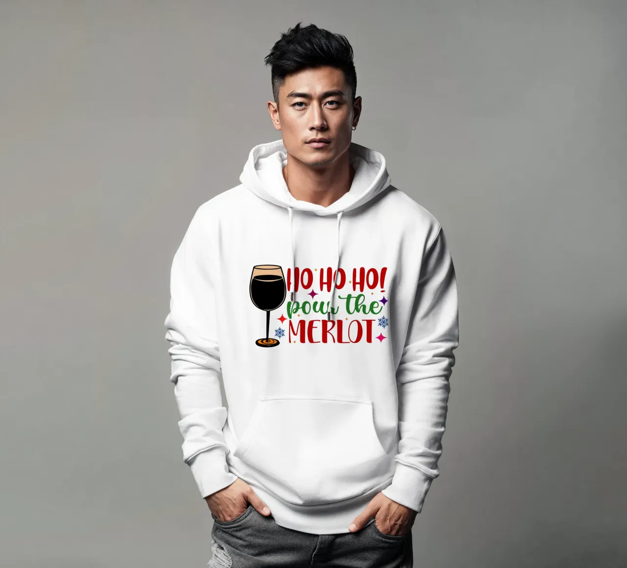hohoho pour the merlot santa claus art design felpa con cappuccio da onefeelshop