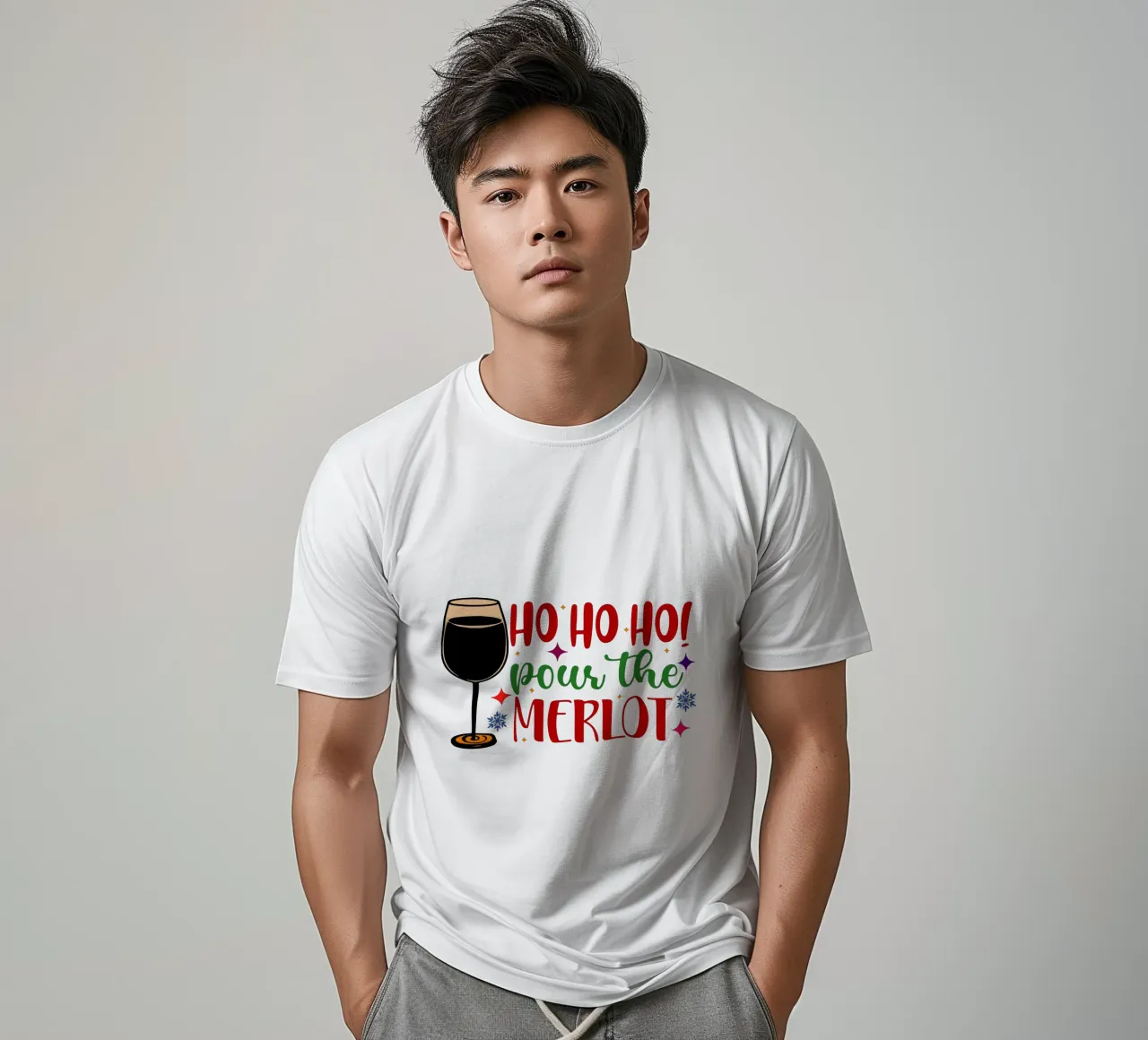 hohoho pour the merlot santa claus art design t-shirt da onefeelshop