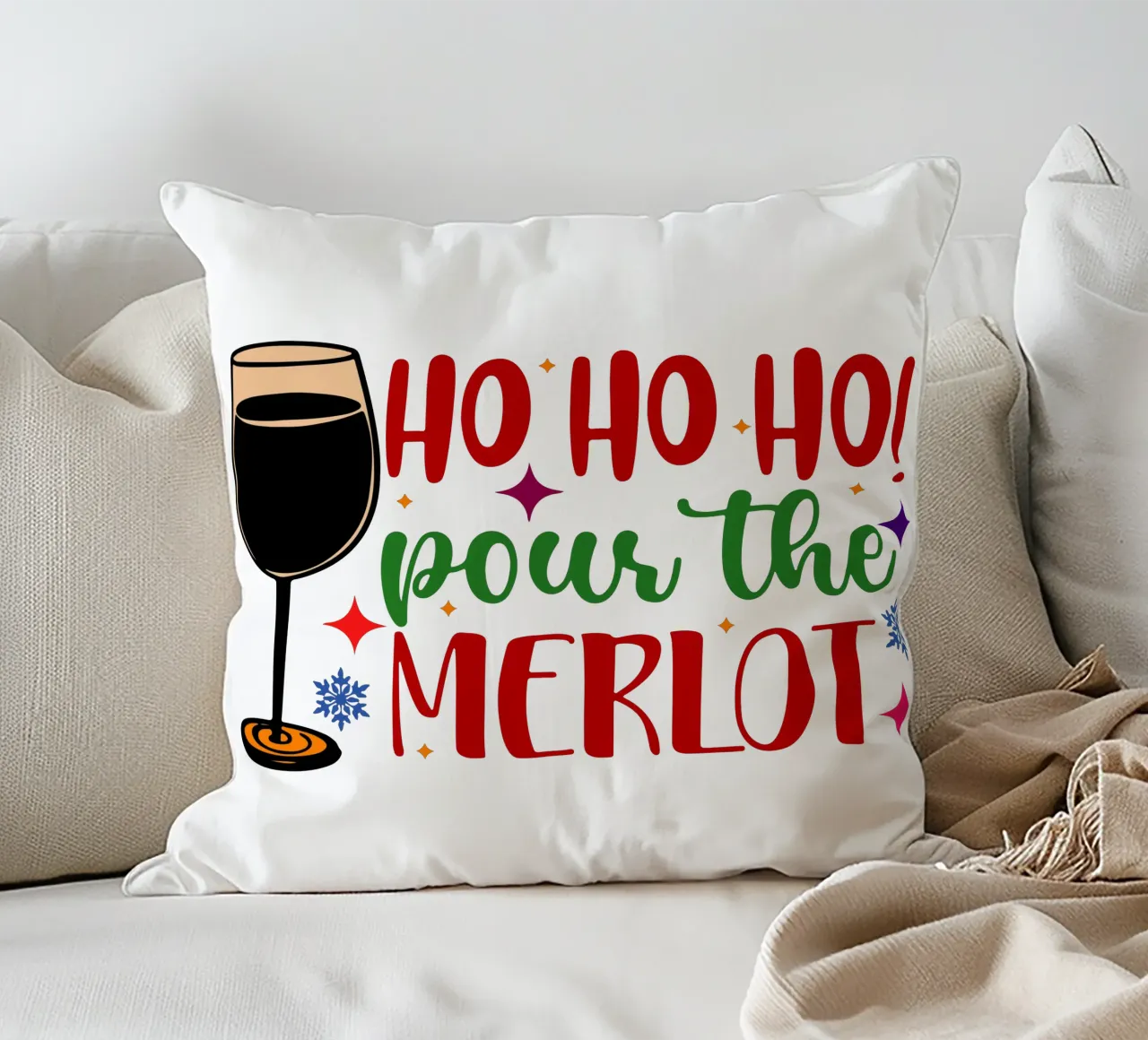 hohoho pour the merlot santa claus art design cuscino da onefeelshop