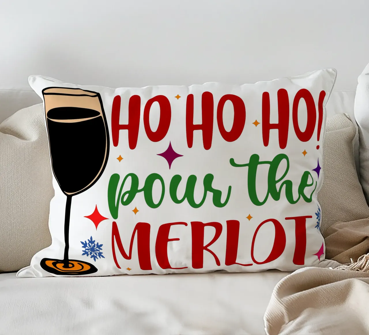 hohoho pour the merlot santa claus art design cuscino da onefeelshop