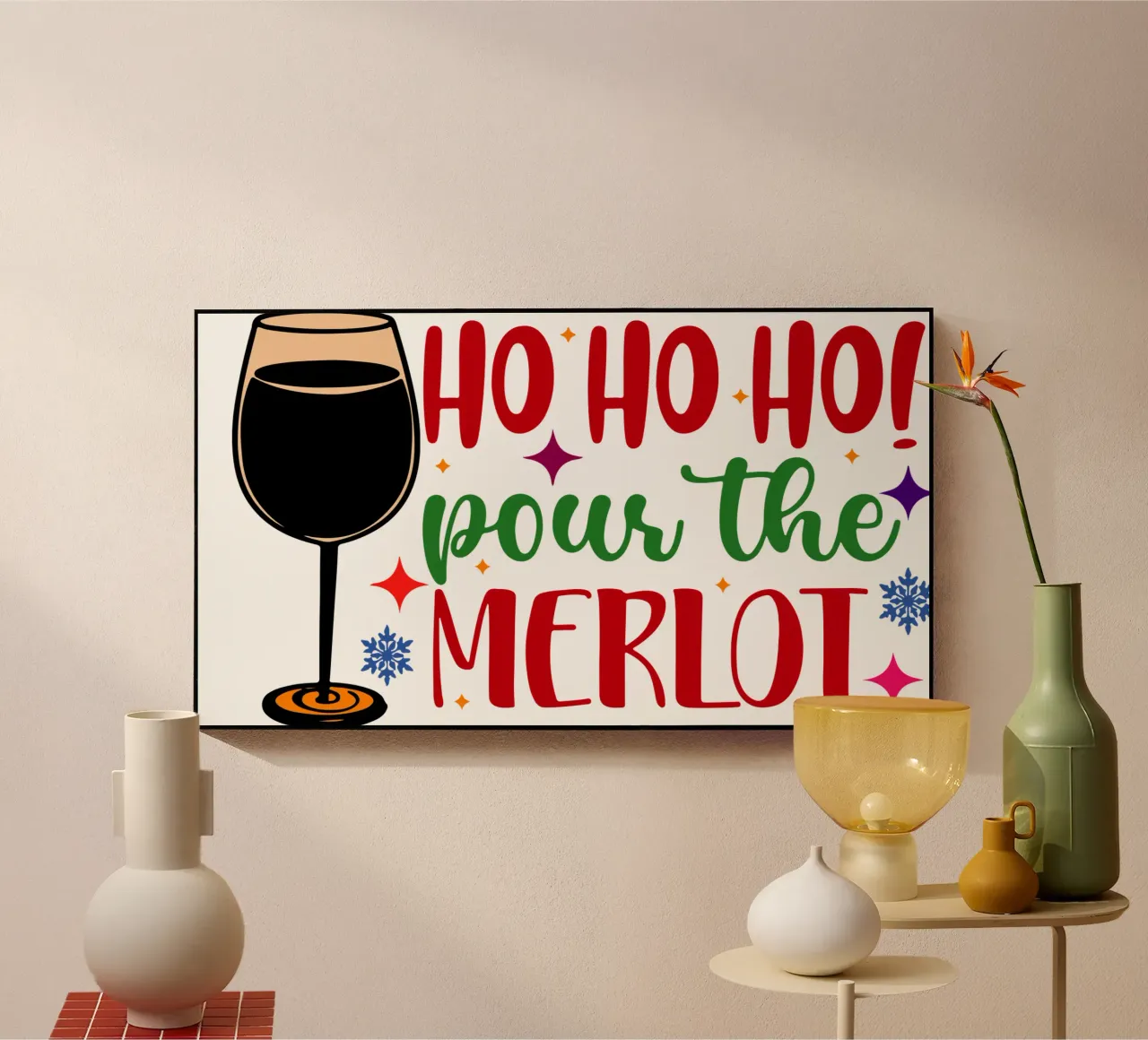 hohoho pour the merlot santa claus art design plexiglass da onefeelshop