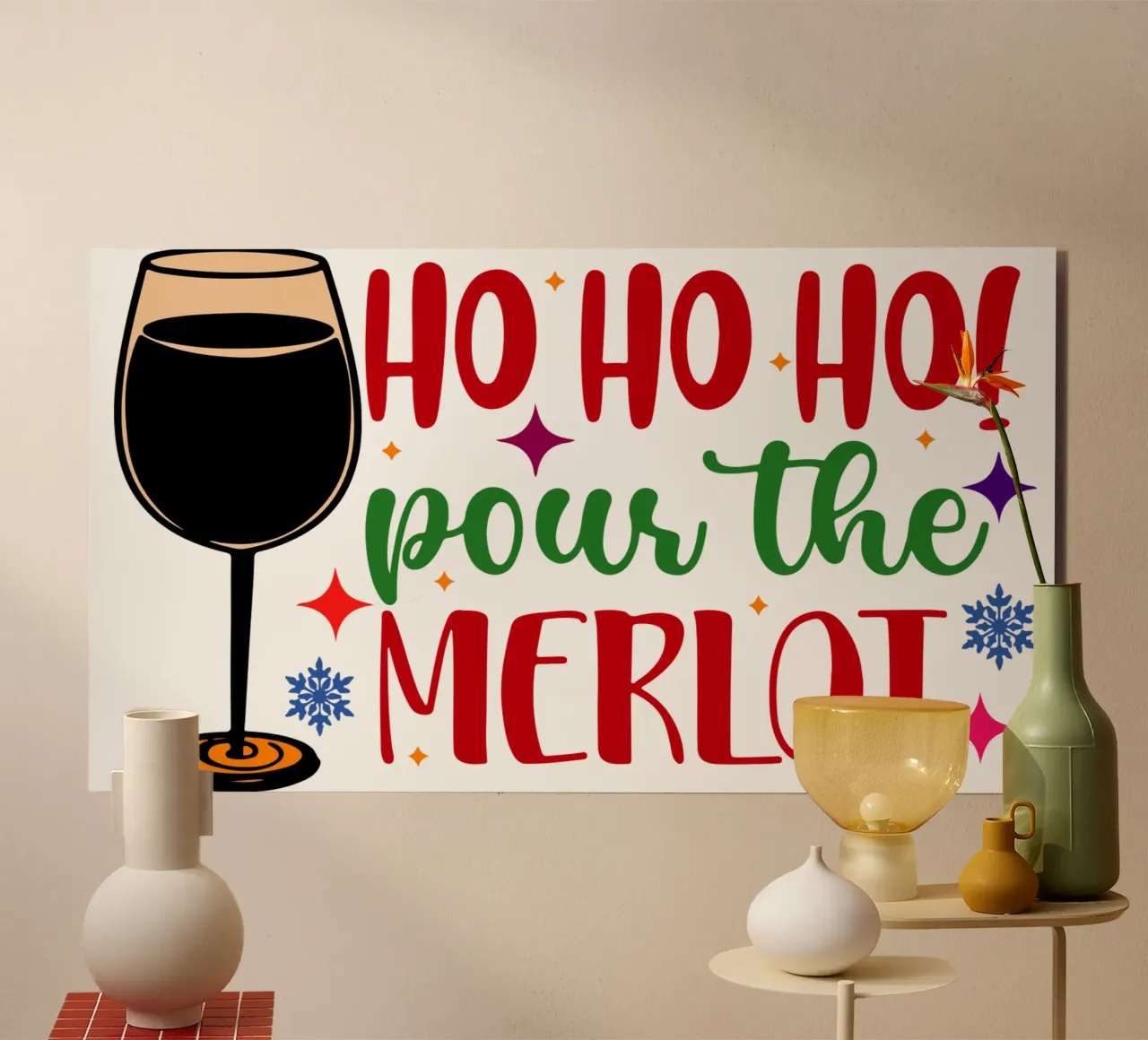 hohoho pour the merlot santa claus art design alluminio dibond da onefeelshop