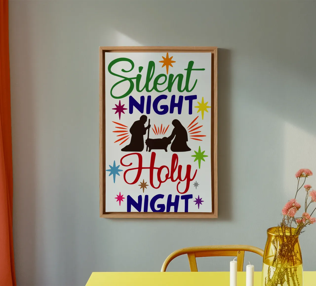 notte silenziosa notte santa art design tela con Cornice a cassetta da onefeelshop