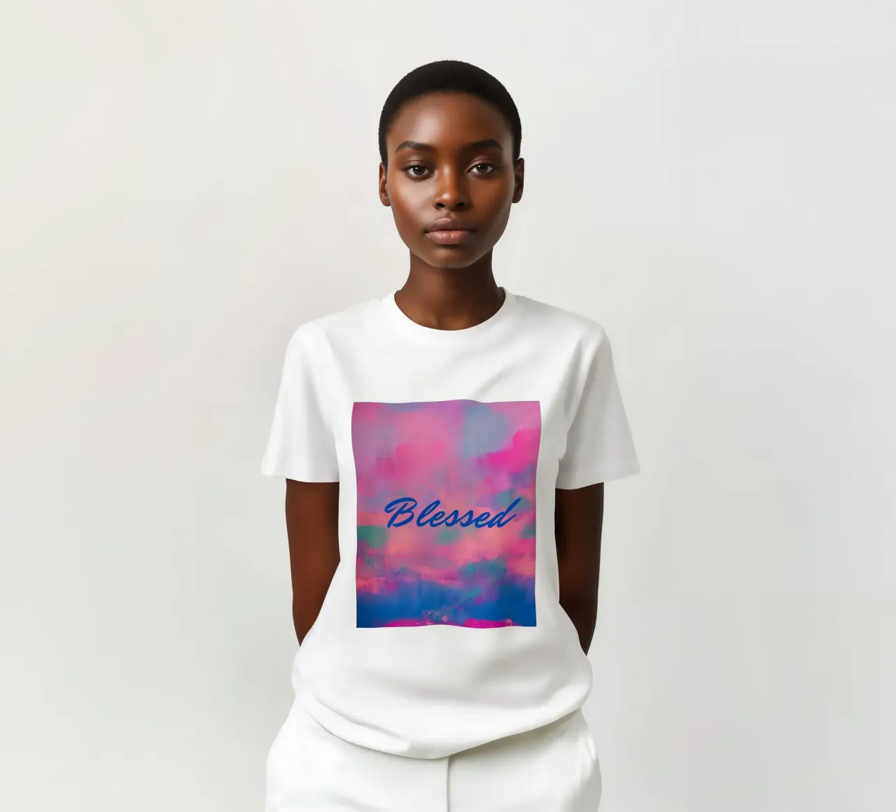'Blessed' Colorful Abstract Print t-shirt by FABOArt
