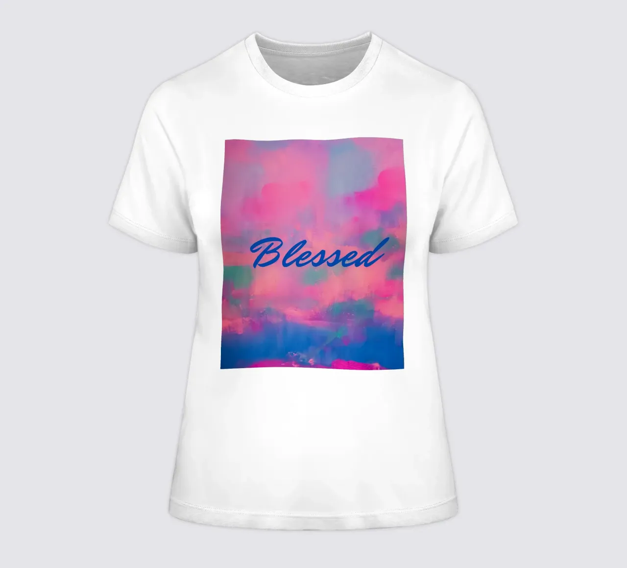 'Blessed' Colorful Abstract Print women's fitted t-shirt by FABOArt