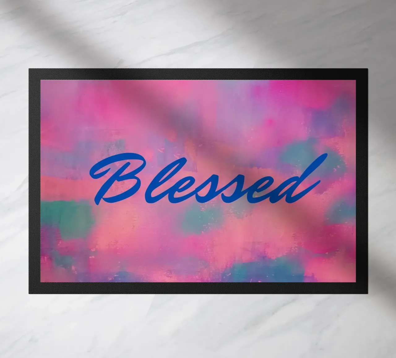 'Blessed' Colorful Abstract Print doormat by FABOArt