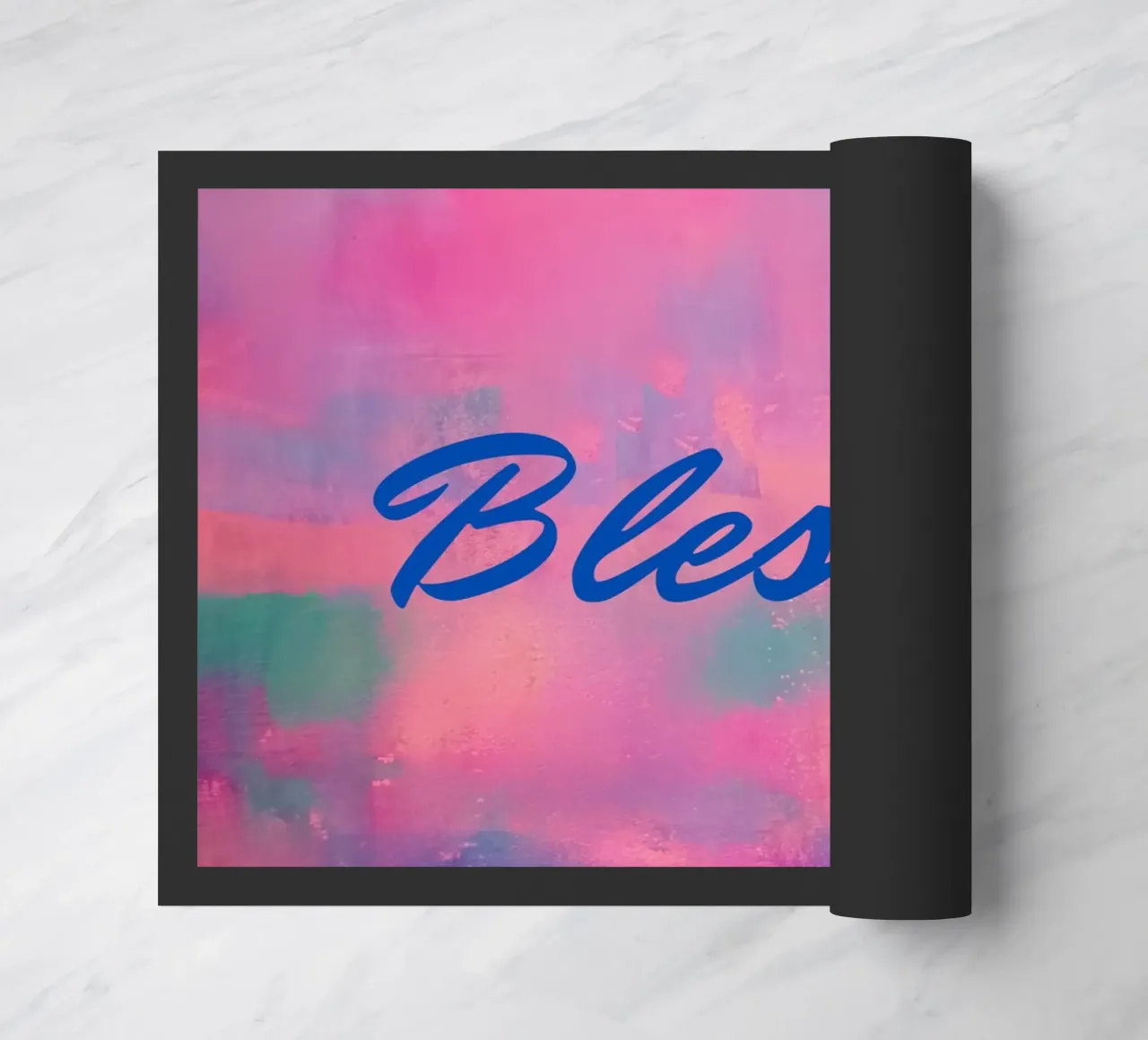 'Blessed' Colorful Abstract Print doormat by FABOArt