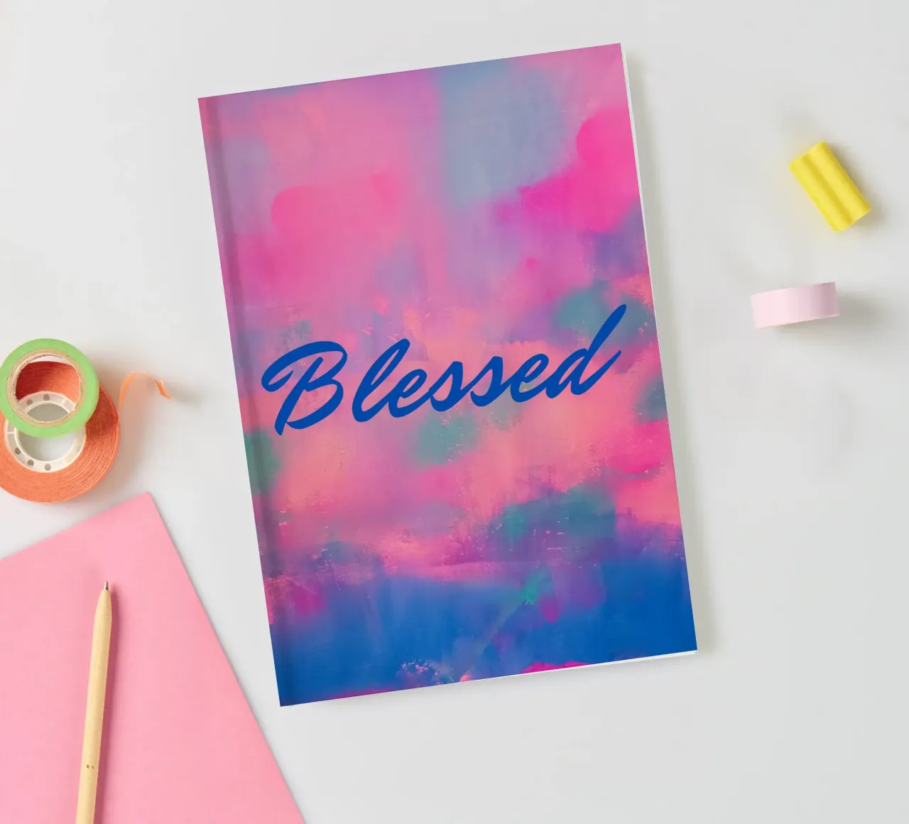 'Blessed' Colorful Abstract Print notebook by FABOArt