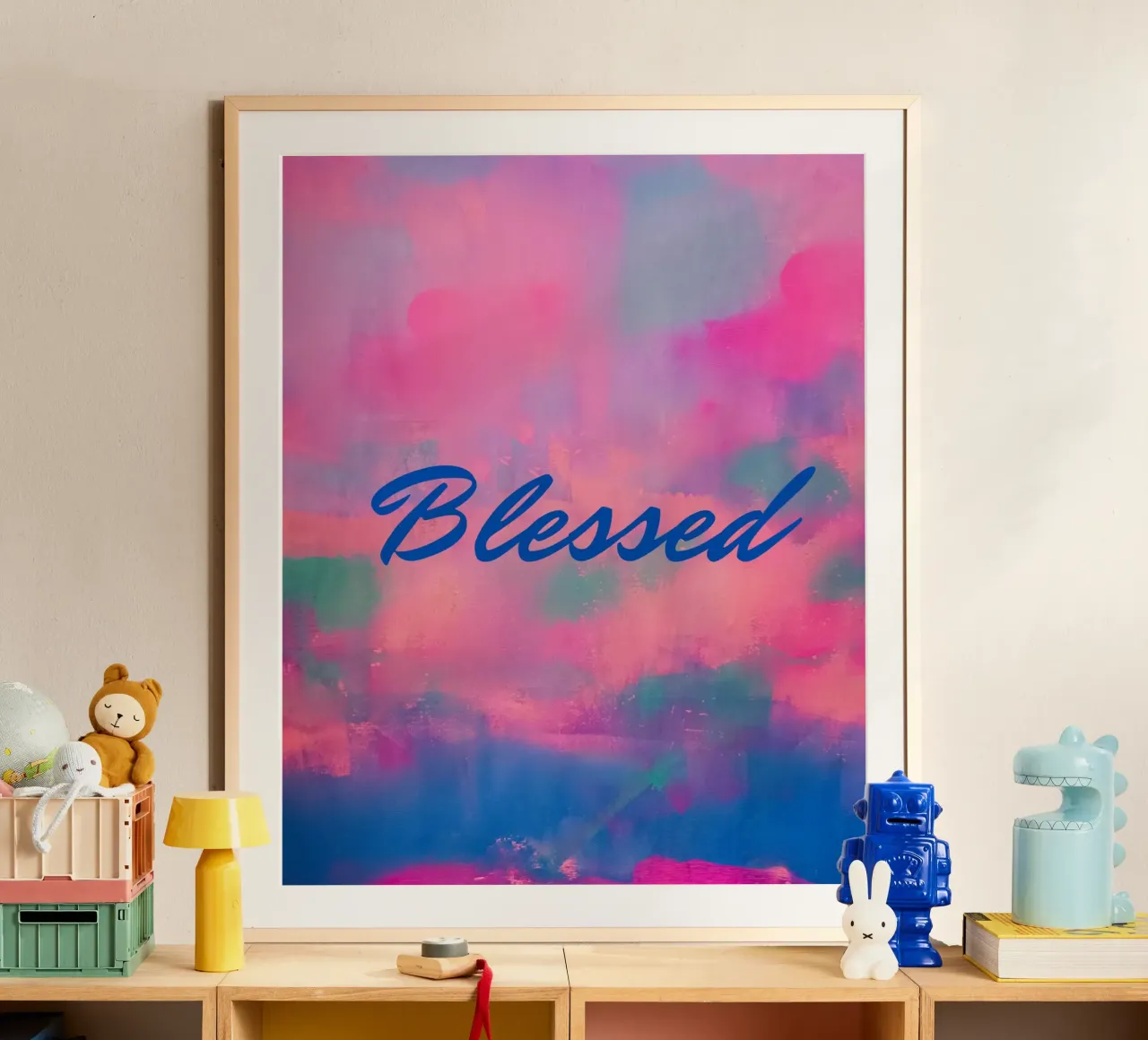 'Blessed' kleurrijke abstracte print hahnemühle van FABOArt