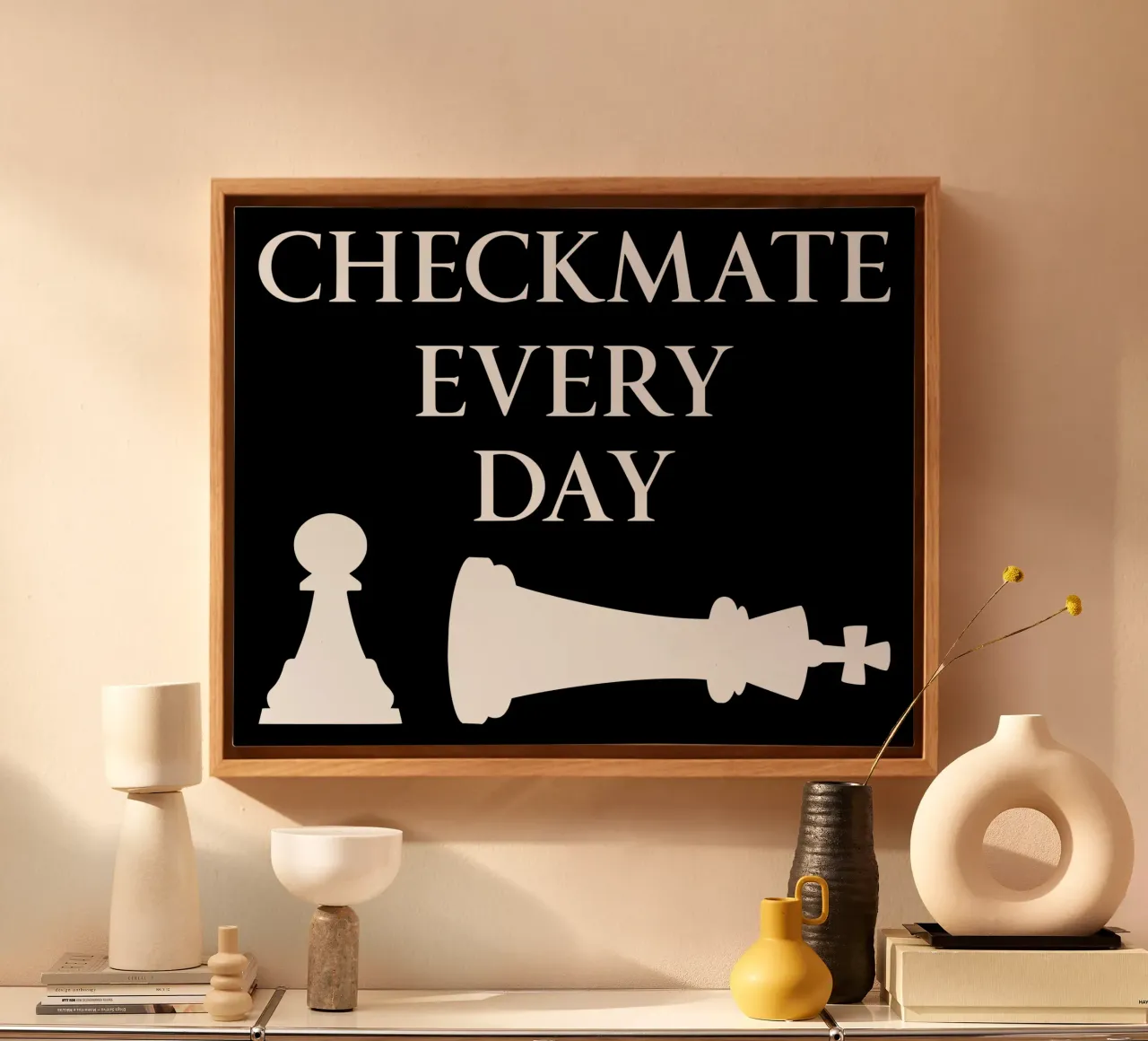 Checkmate Every Day Motivational Chess Funny Design canvas by sillyindustries