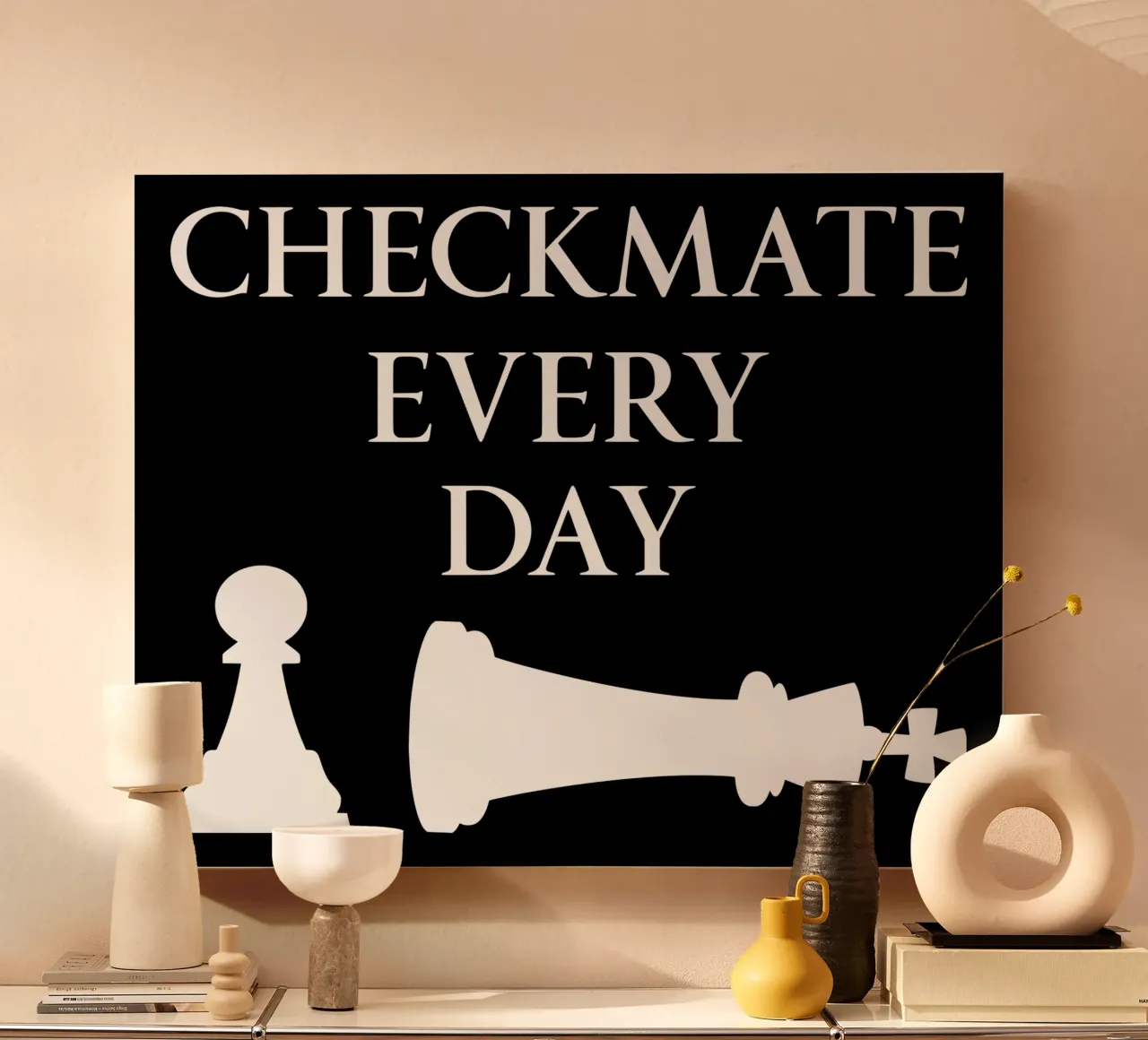 Checkmate Every Day Motivational Chess Funny Design canvas by sillyindustries