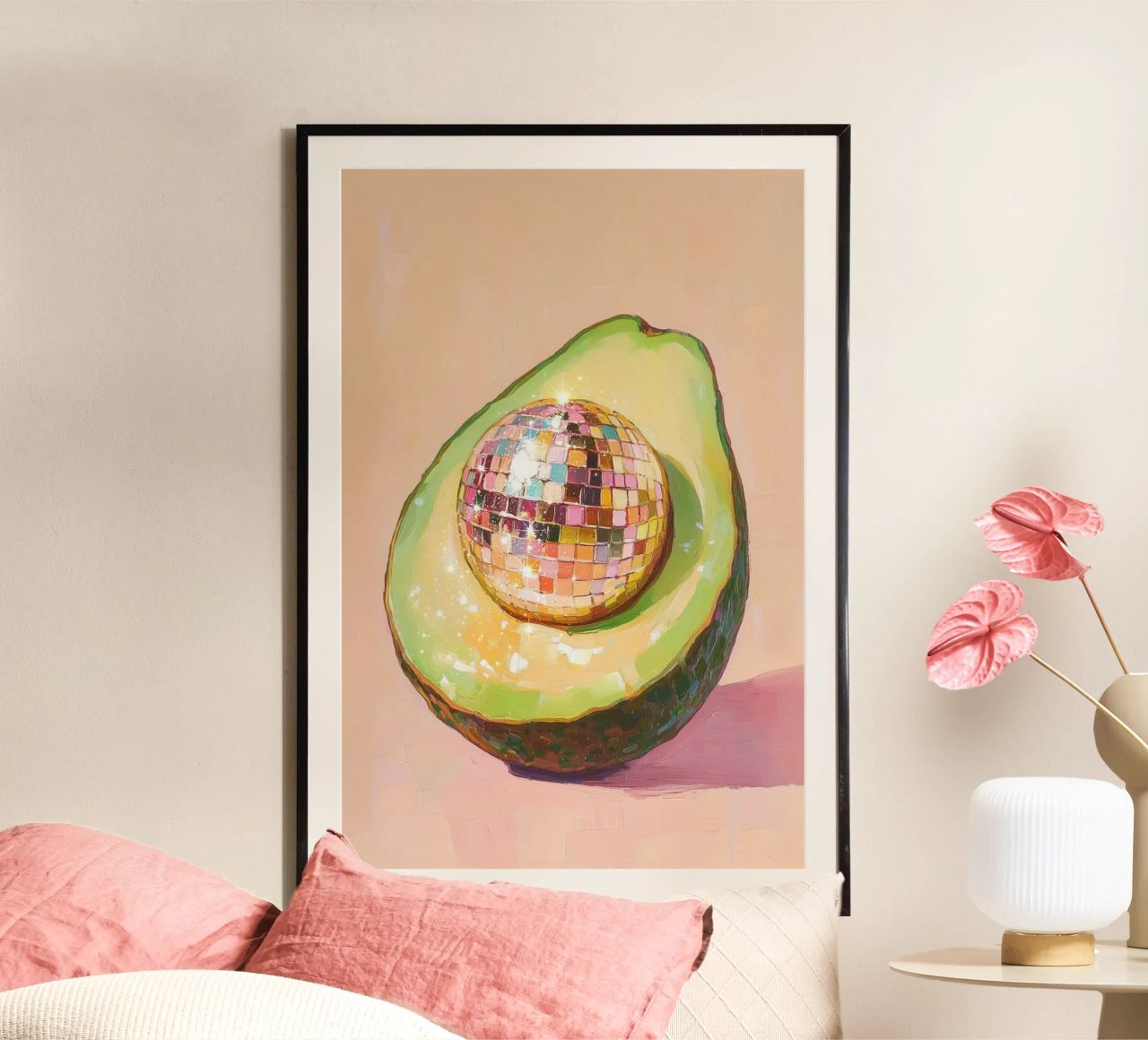 Disco Ball Avocado Art poster by Melloi Art Print