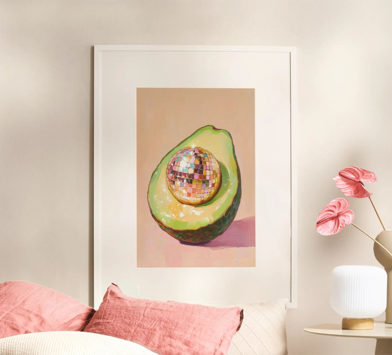 Disco Ball Avocado Art poster by Melloi Art Print