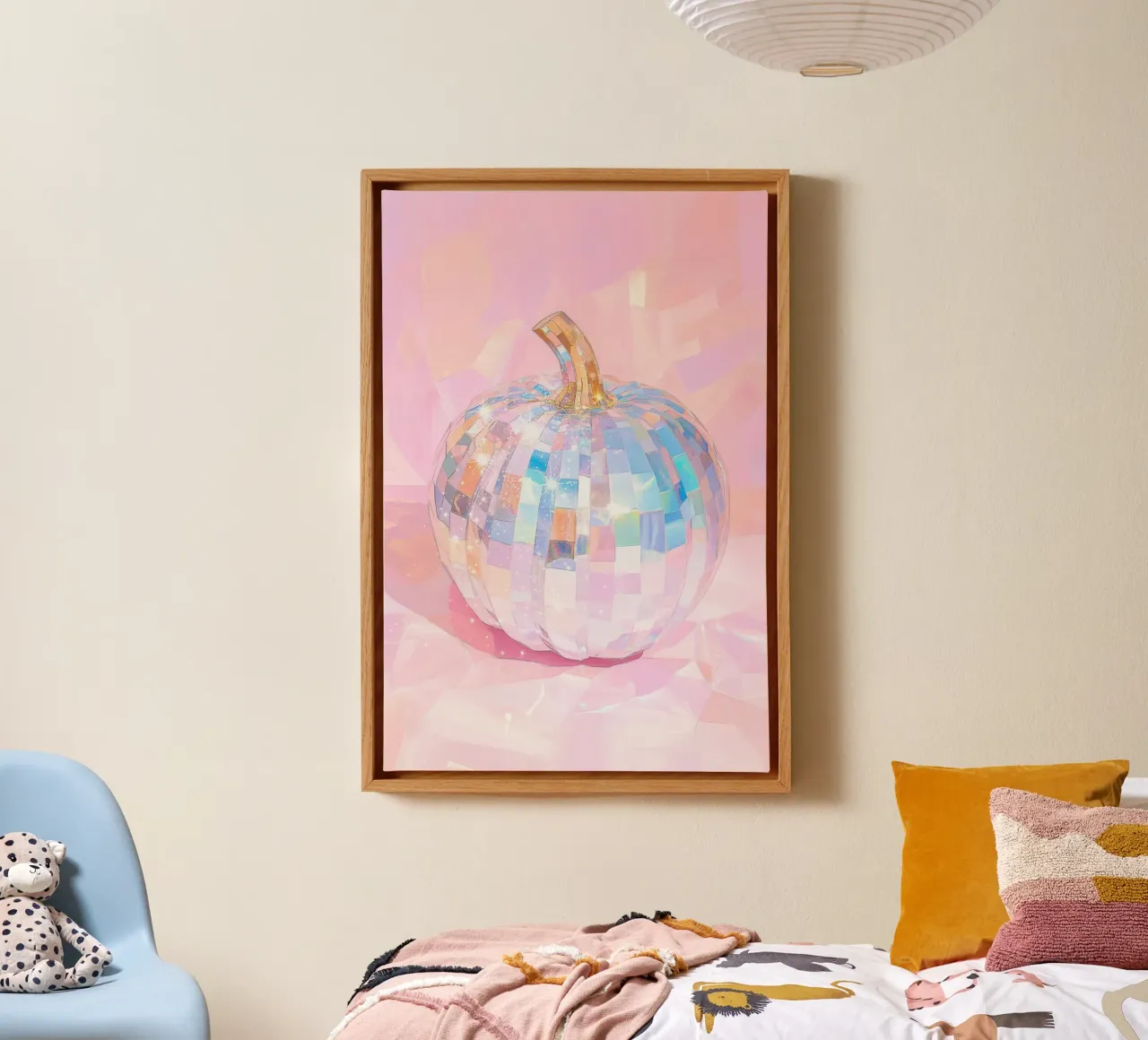 Fonkelende discobal pompoen canvas met Baklijst van Melloi Art Print
