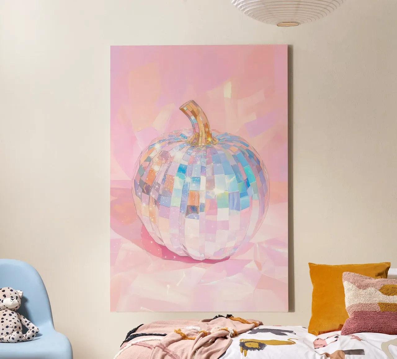 Fonkelende discobal pompoen canvas met Baklijst van Melloi Art Print