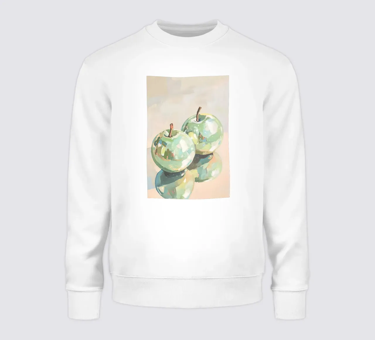 Reflective Green Apples Painting sweatshirt by Melloi Art Print
